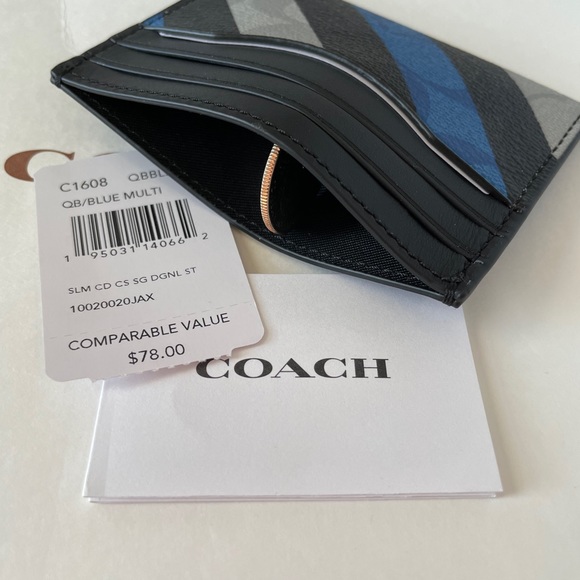 NWT Coach Slim Card Case With Stripe Print - Picture 2 of 7